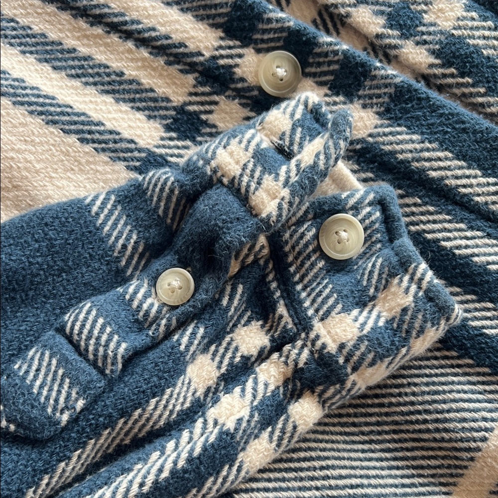 Zara Navy and Cream plaid Shirt Jacket - Picture 4 of 5
